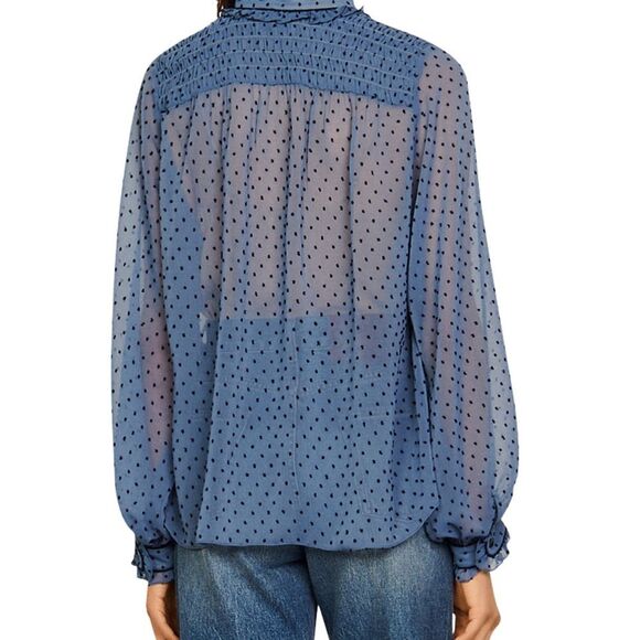 SANDRO Woman Blouse  Dotted Swiss high-neck top Coquettecore  Size 4 - Picture 2 of 11